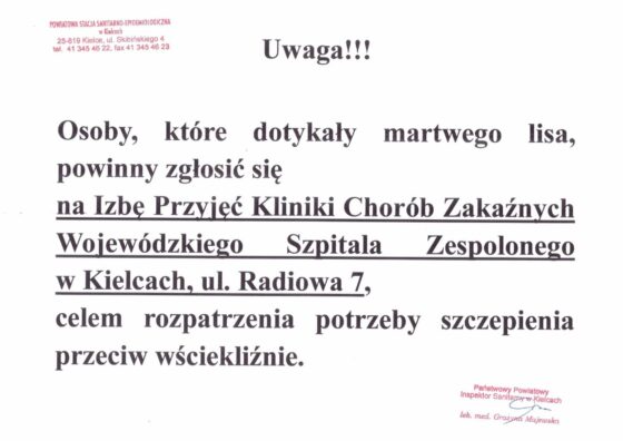 Komunikat Państwowego Powiatowego Inspektora Sanitarnego w Kielcach