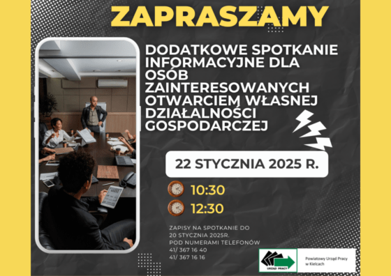 Spotkanie informacyjne dla osób zainteresowanych rozpoczęciem własnej działalności gospodarczej