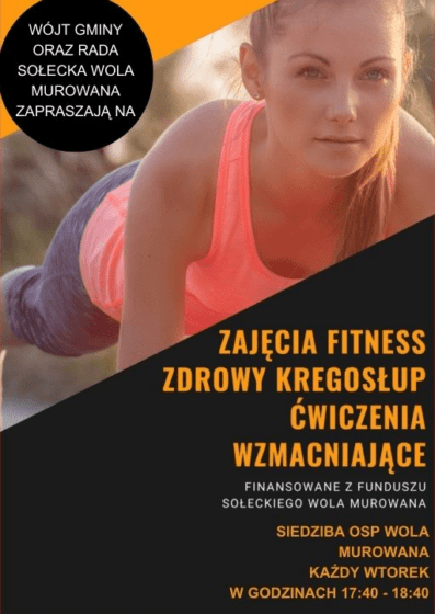 Wójt Gminy Nowiny oraz Rada Sołecka Sołectwa Wola Murowana zapraszają na zajęcia fitness